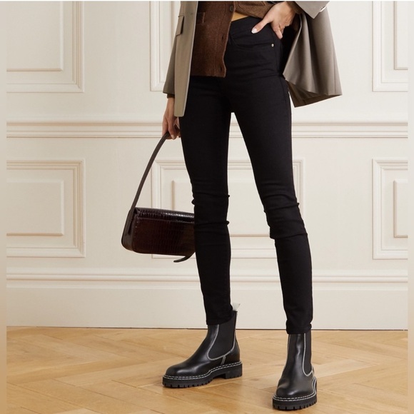 Frame Denim Denim - Frame Le Skinny de Jeanne Black Mid Rise Straight Ankle Jeans Skinny Size 29